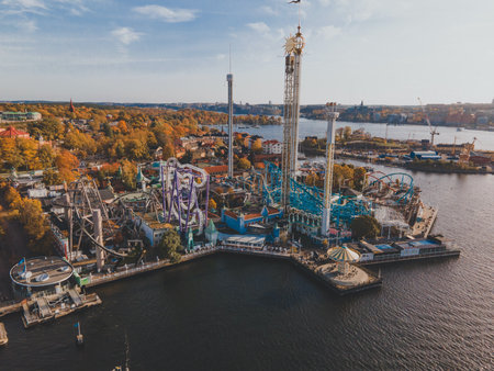 Aerial view of Grona Lund in Stockholm, Swedenの写真素材