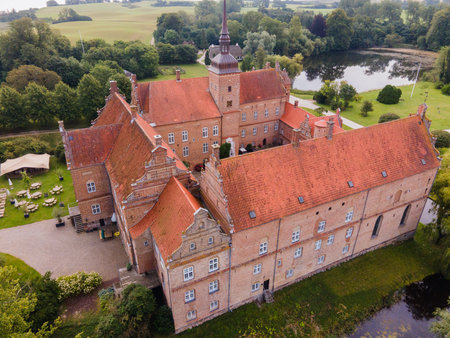 Aerial views of Holckenhavn Castle in Nyborg, Denmarkの写真素材