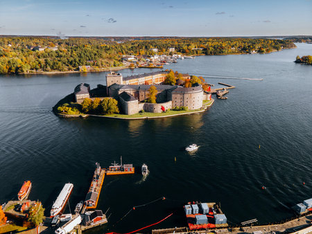 Vaxholm Fortress as seen in Vaxholm, Swedenの写真素材