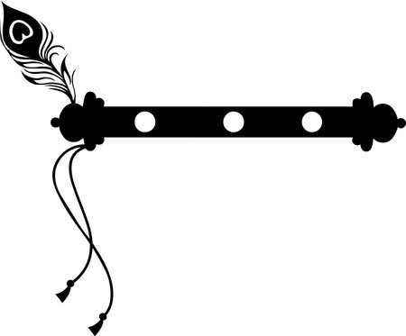 Decorative Classical Flute with Peacock Featherのイラスト素材