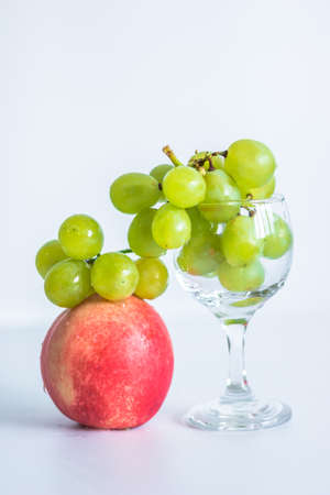 Fruit and wine glassの写真素材