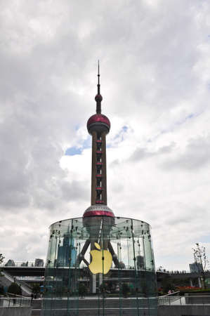 View of the Oriental Pearl Tower in Shanghai, China