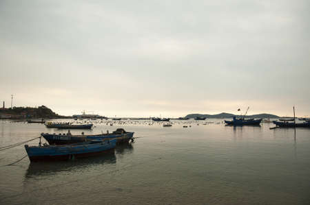 Fishing boats and ships at the seaのeditorial素材