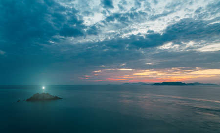 Sunset lighthouseの写真素材