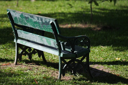 Wooden Chairs in the park of Thailandの写真素材