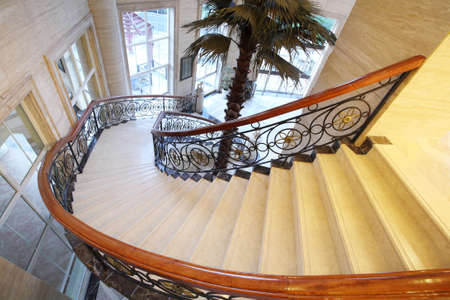 curved ladder in the hall, indoor photosの写真素材