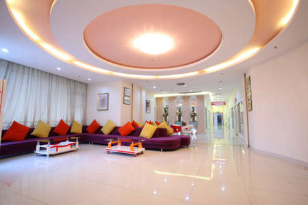 A spacious indoor hall, public areas, inside the buildingの写真素材