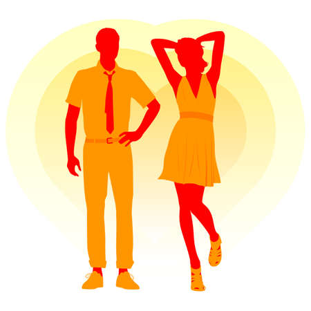 A pair of fashionable young lovers.のイラスト素材