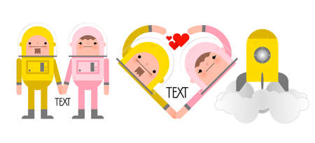 Two astronautsのイラスト素材