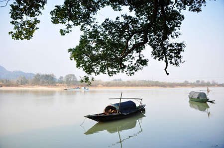 The oujiang river side of the boat .の写真素材