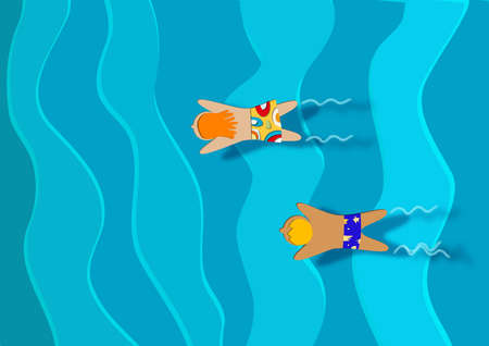 innocent child at liberty visit around in the ocean of the orchid color.のイラスト素材