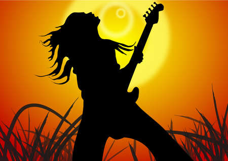 Young man of sing a song, under the sunlight of the noon.のイラスト素材