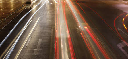 The night road, car taillight out beautiful arc 