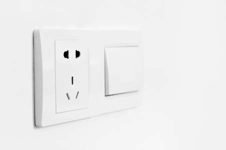 The white walls of the socket and switchの写真素材