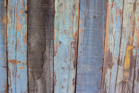 Blue gray color mottled paint efflorescent chap decadent wooden close-upの写真素材