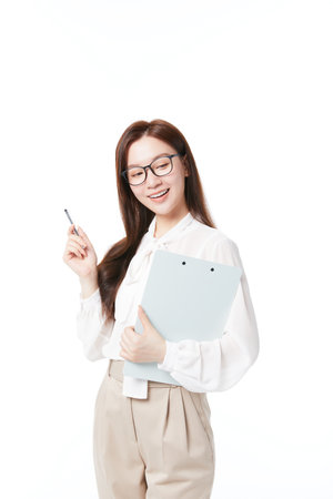 workplace white collar holding folderの写真素材
