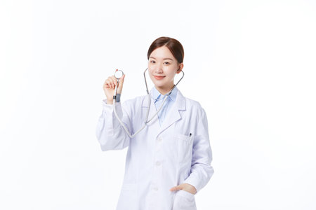Female doctor holding a stethoscopeの写真素材