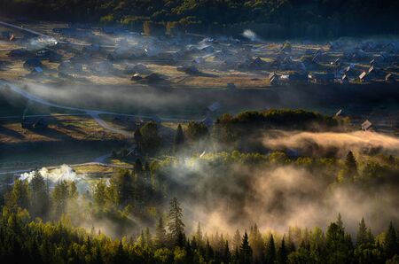 Early morning smoke view at Chinaの写真素材