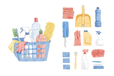 Cleaning products. Illustration isolated on white background.の写真素材