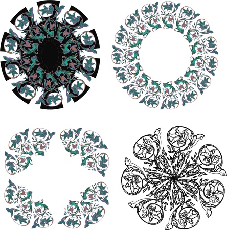 Circle  ornament, round ornamental geometric patternのイラスト素材