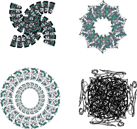 Circle ornament, round ornamental geometric patternのイラスト素材