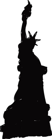 black silhouette of the Statue of Libertyのイラスト素材