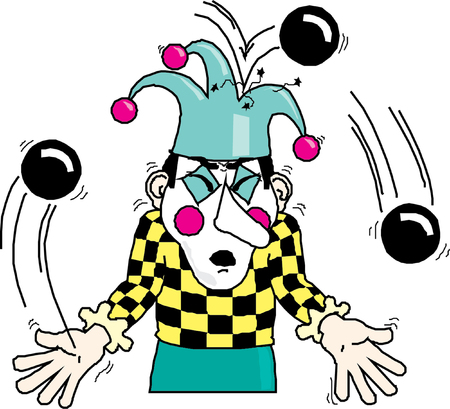 clown juggling with colorful ballsのイラスト素材