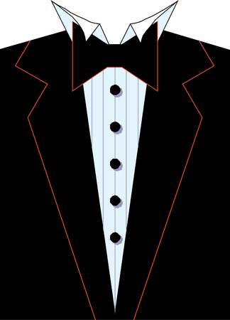 illustration of black suit with bow tie, blazerのイラスト素材