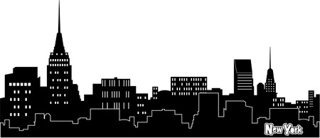 Black silhouette of New York, USAのイラスト素材