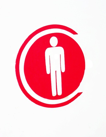 Symbol Man red on white backgroundの写真素材