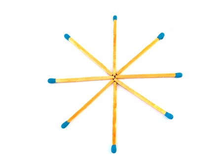 Blue matchstick isolated on white backgroundの写真素材