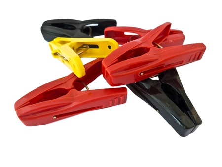 color clothespin isolatd on white backgroundの写真素材
