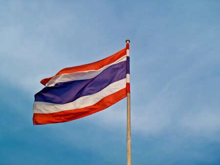 The Flag of Thailand on blue skyの写真素材