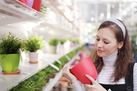 beauty girl shoping plantの写真素材