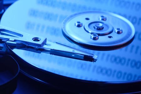 hard drive in blue light