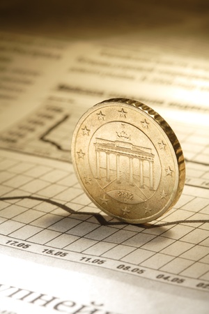 coin on chartの写真素材