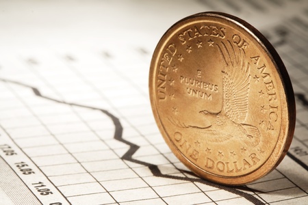 one dollar on chartの写真素材