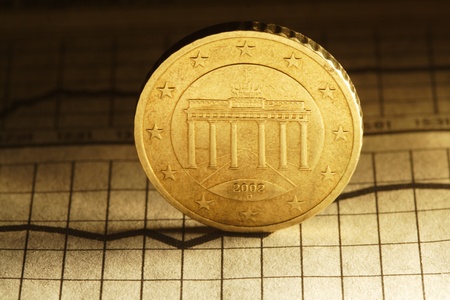 coin on chartの写真素材