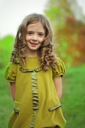 beautiful little girl, outdoors の写真素材