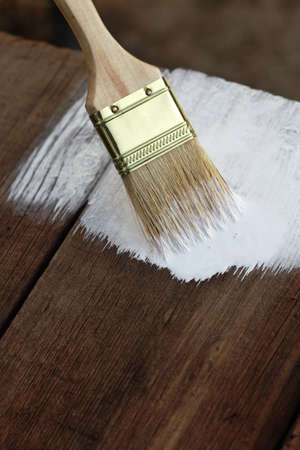 brush on old woodの写真素材