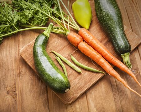 Vegetables on tableの写真素材