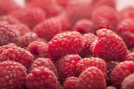 background of ripe juicy raspberriesの写真素材