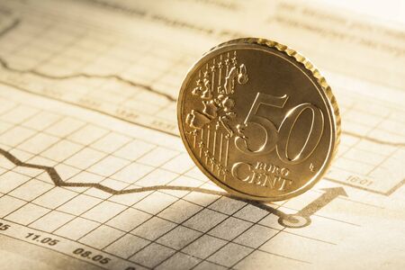 50 cent on newspaper chartの写真素材