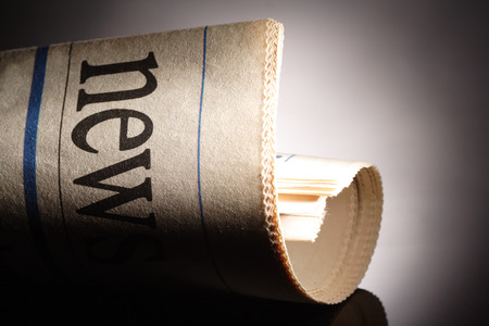 newspaper title on black backgroundの写真素材