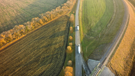 Top View highway intersection summer morning with car.の写真素材