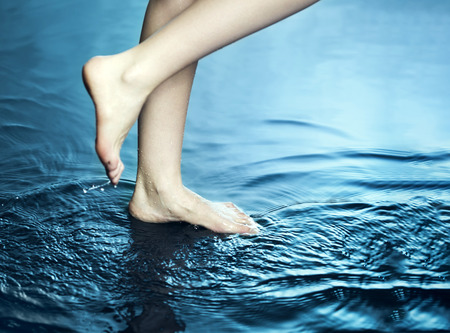 Splash of Water in Woman Handの写真素材
