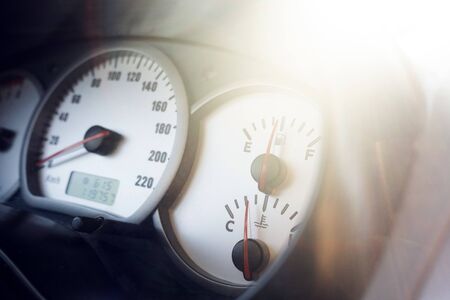 Modern car dashboard right side view.