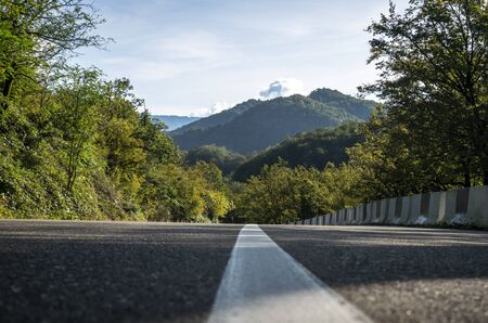 asphalt road in high mountains.