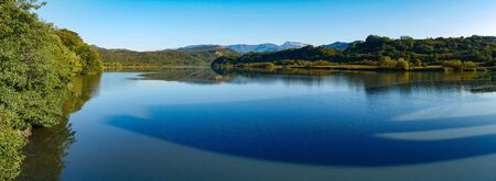 Panarama of mountain river valley