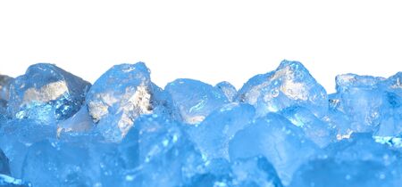 Pieces of crushed ice cubes on isolate white background.の写真素材